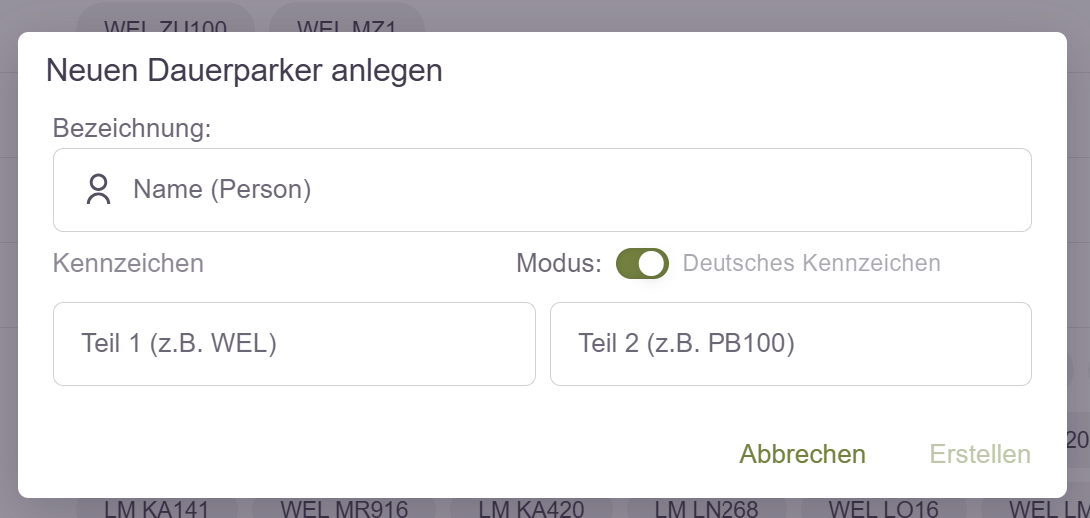 Dauerparkerverwaltung